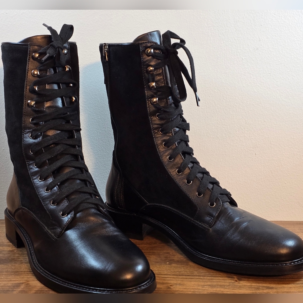 Aquatalia Brigatta Suede/Leather Combat Boot Women's Sz 8.5 - Picture 4 of 10